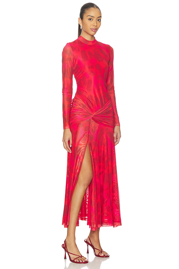 view 2 of 3 Lea Floral Mesh Dress in Pink Red Spring Floral