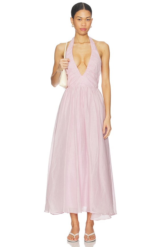 view 1 of 3 Dorota Halter Neck Midi Dress in Bliss Pink