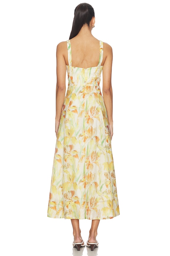 asos golden floral bardot midi dress Adaline Printed in Yellow popular flower girl dresses