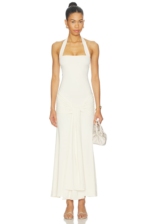 view 1 of 3 Emilia Tie Front Halter Dress in Ivory