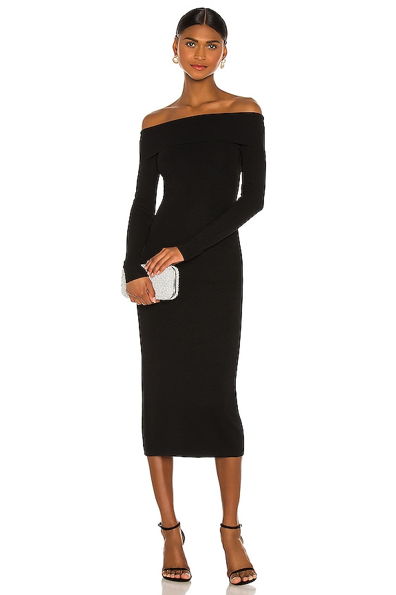 Bardot Off Shoulder Knit Dress in Black | REVOLVE