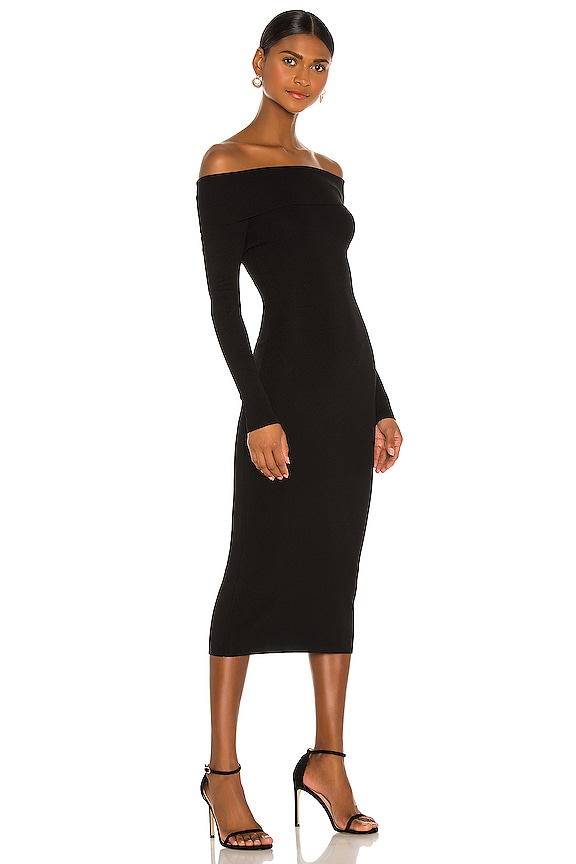 view 2 of 3 Off Shoulder Knit Dress in Black