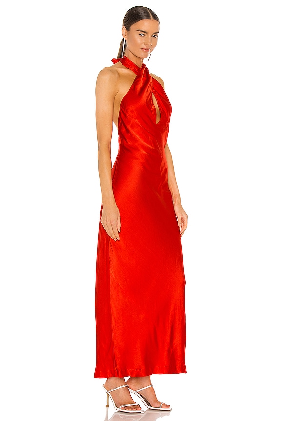 view 2 of 3 Claudia Bias Cut Dress in Lipstick Red