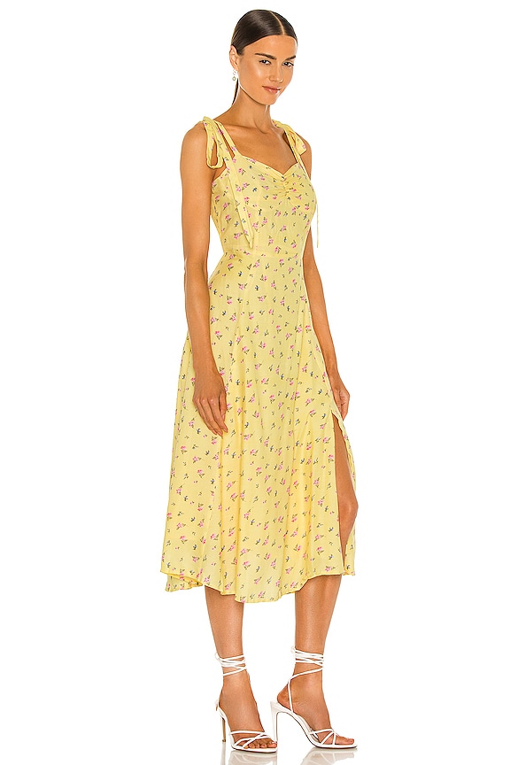 view 2 of 3 Midi Bow Tie Dress in Yellow Ditsy