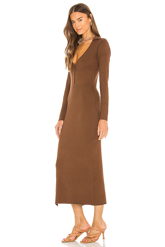 view 2 of 3 Collar Knit Dress in Chocolate