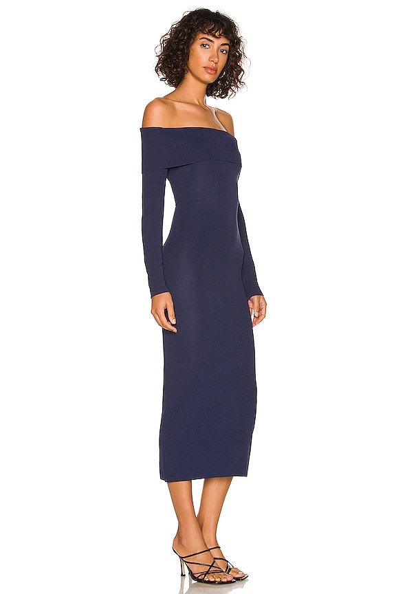 view 2 of 3 Off Shoulder Knit Midi Dress in Navy