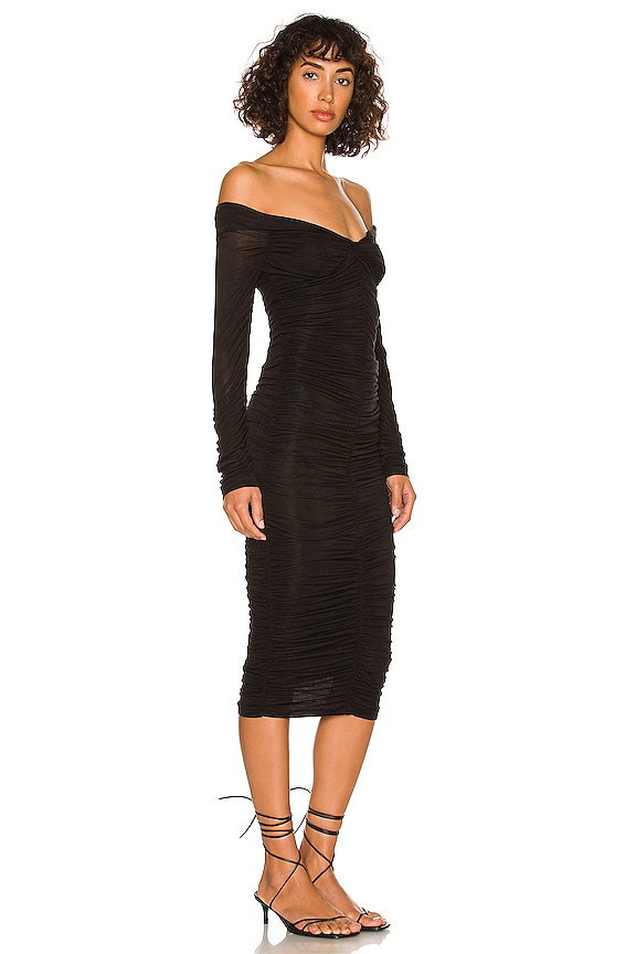 view 2 of 3 Ruched Detail Midi Dress in Black