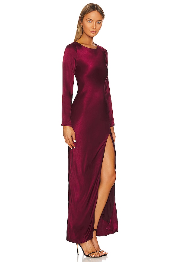 view 2 of 3 River Bias Dress in Burgundy