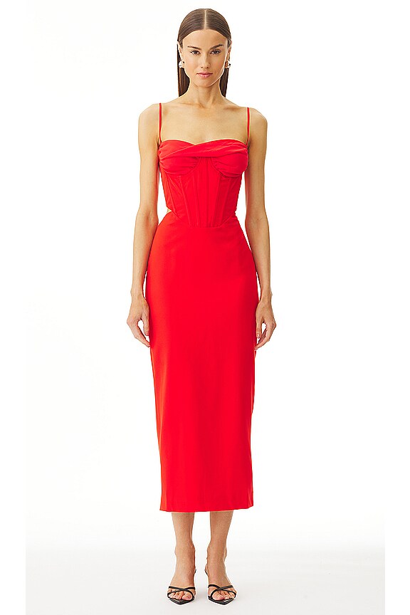 Bardot Martini Midi Dress in Fire Red REVOLVE