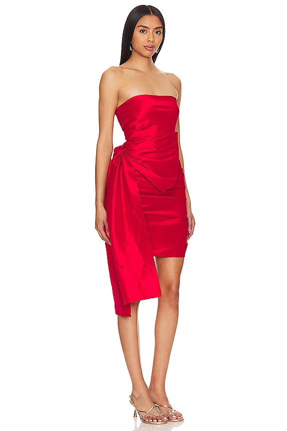 view 2 of 3 Baxley Bow Mini Dress in Deep Red