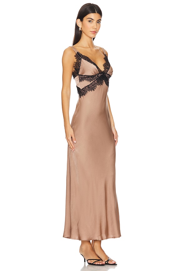 view 2 of 3 ROBE MIDI EN SATIN DELTA in Bronze