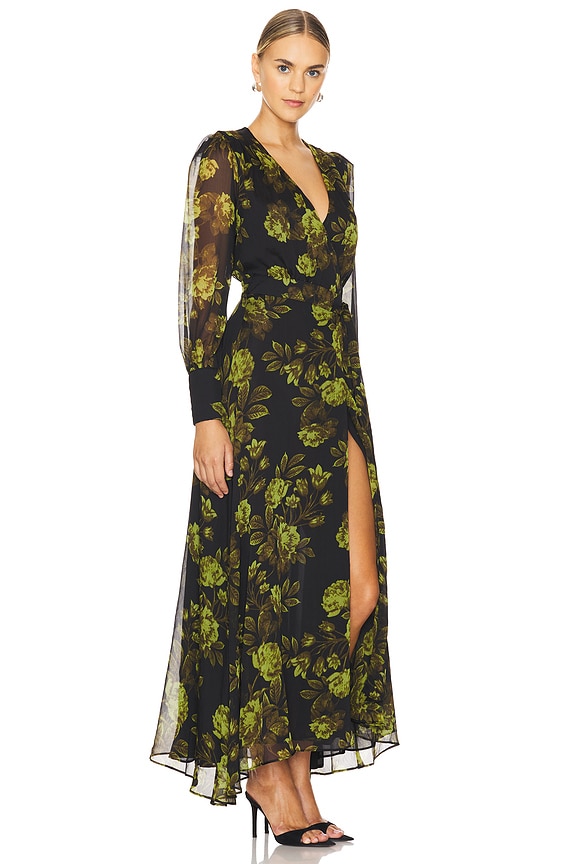view 2 of 3 Lucianna Maxi Wrap Dress in Green Flo