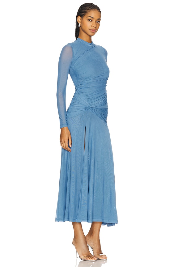 view 2 of 3 ROBE EN MESH FRONCÉ LIYANA in Dusty Blue