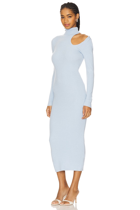 view 2 of 3 Olesa Asymmetric Knit Dress in Soft Blue