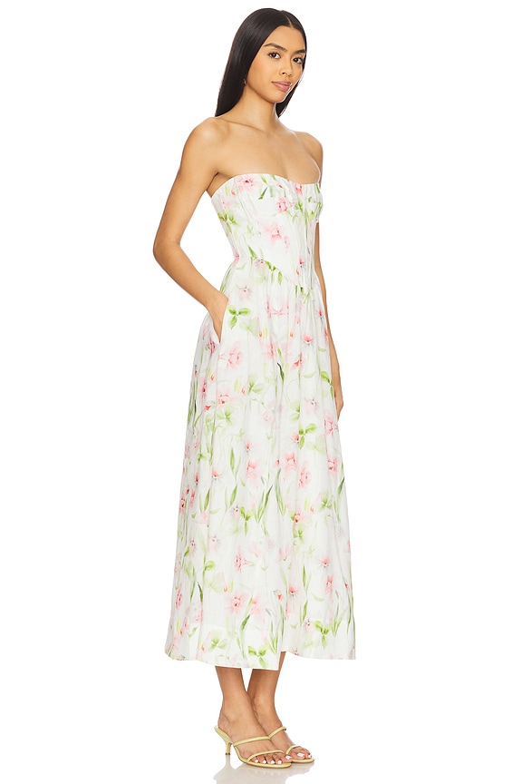 view 2 of 3 Lola Corset Midi Dress in Summer White Floral