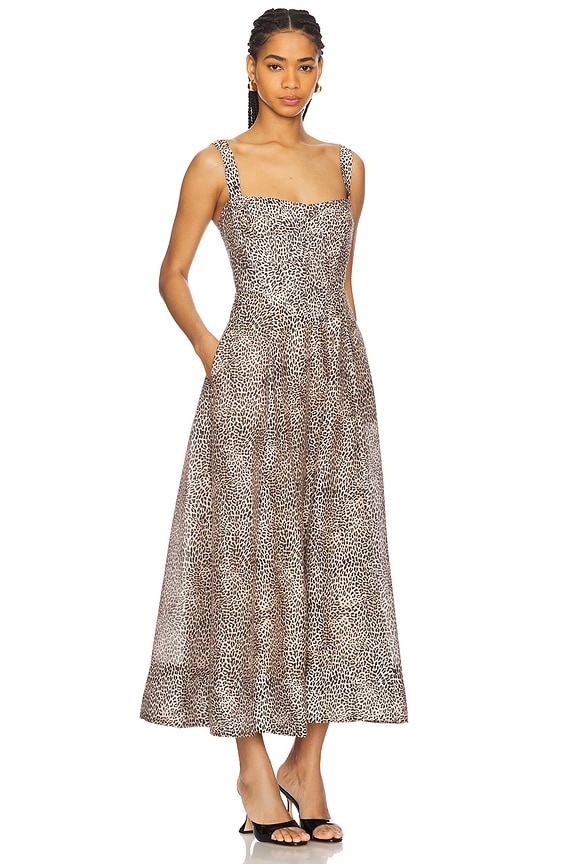 view 2 of 4 Lilah Corset Midi Dress in Brown Leopard