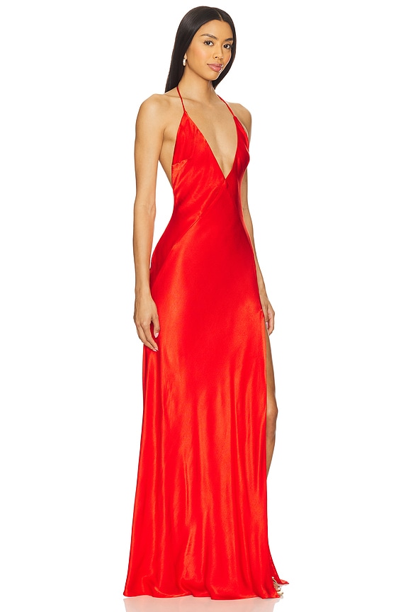 view 2 of 3 Yve Halter Dress in Fire Red