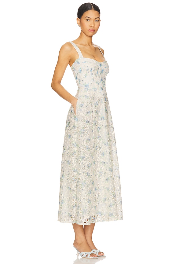 view 2 of 4 Adaline Broderie Midi Dress in Blue White