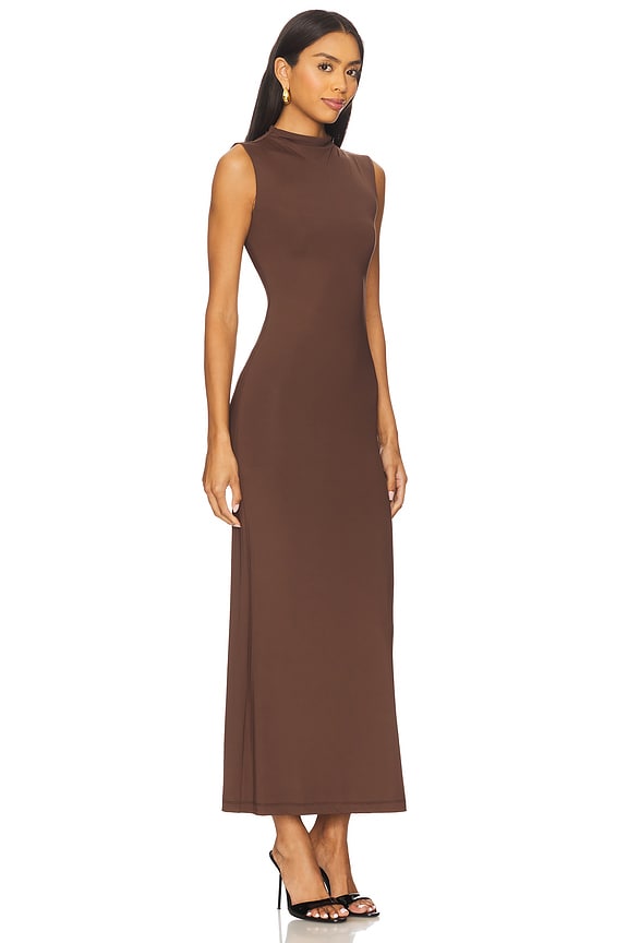 view 2 of 3 Veneda High Neck Maxi Dress in Chocolate