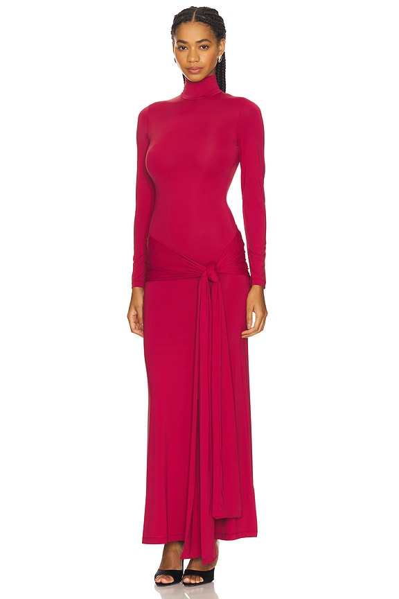 view 2 of 3 Alix Maxi Tie Front Dress in Burgundy