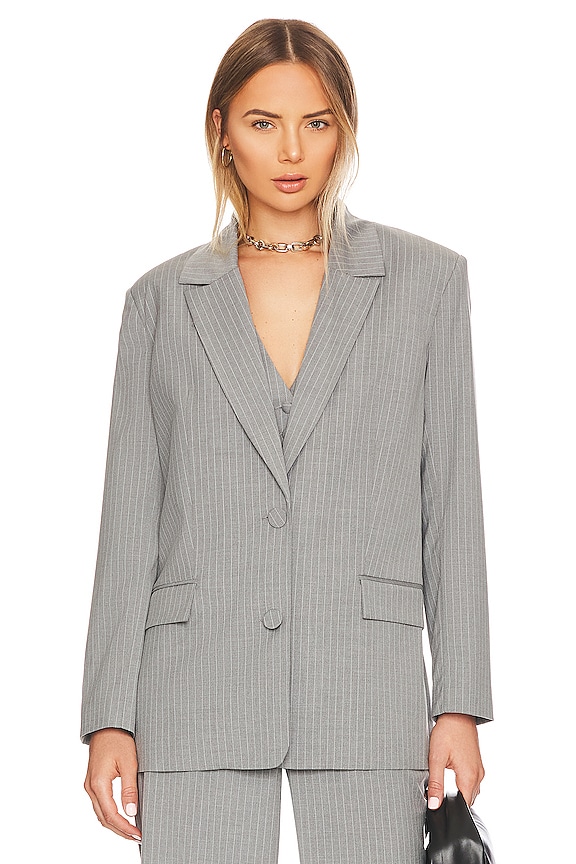 view 2 of 5 Pin Stripe Blazer in Grey Strpe
