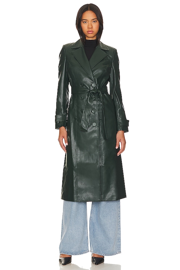 view 2 of 4 フェイクレザートレンチコート in Evergreen