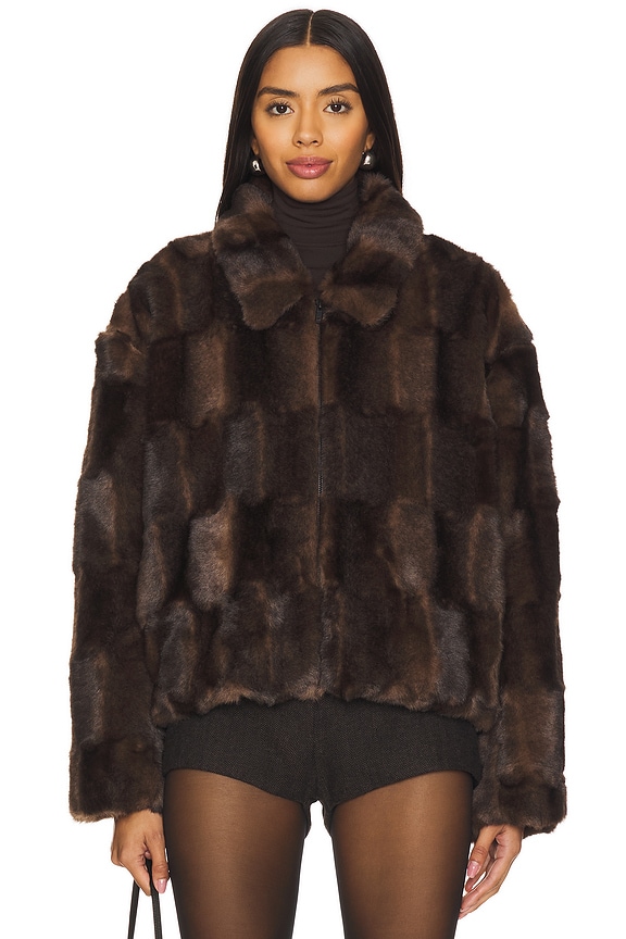 view 2 of 5 Sylvie Zip Faux Fur Jacket in Dark Chocolate
