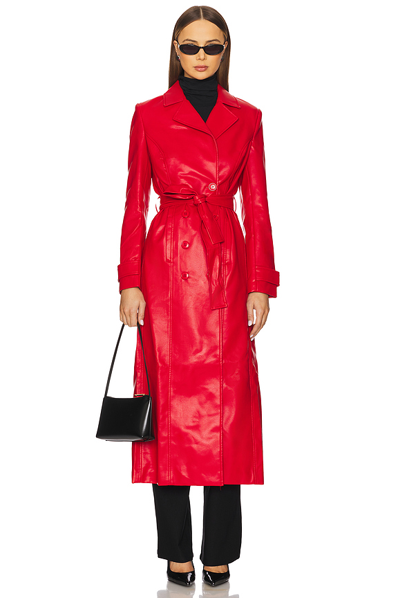 view 2 of 4 x REVOLVE Faux Leather Longline Coat in Famous Red