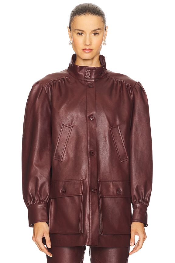 view 2 of 5 Clements Faux Leather Jacket in Burgundy