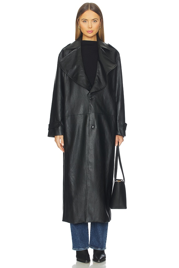 view 2 of 4 Reilia Vegan Leather Coat in Black