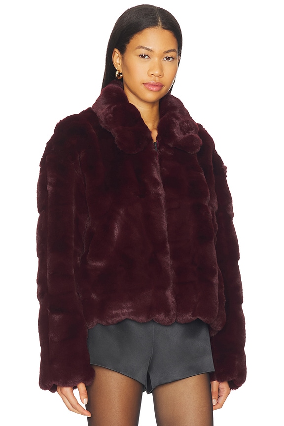 view 2 of 4 Sylvie Zip Faux Fur Jacket in Burgundy