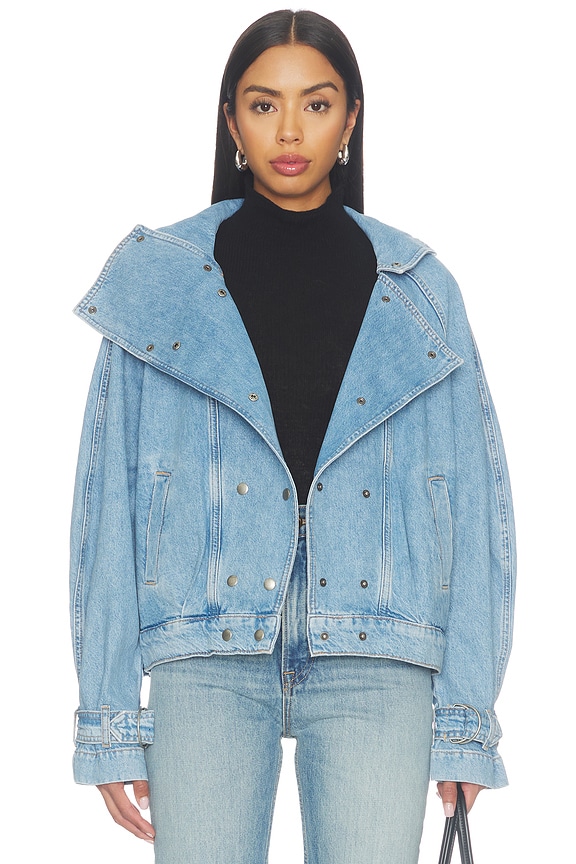 view 2 of 5 Funnel Neck Jacket in Mid Blue