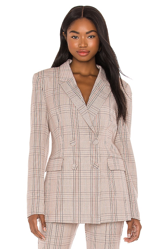 view 2 of 5 Madrid Check Blazer in Tan & Pink Check