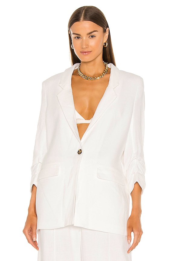 view 2 of 5 Tuck Sleeve Linen Blazer in Ivory