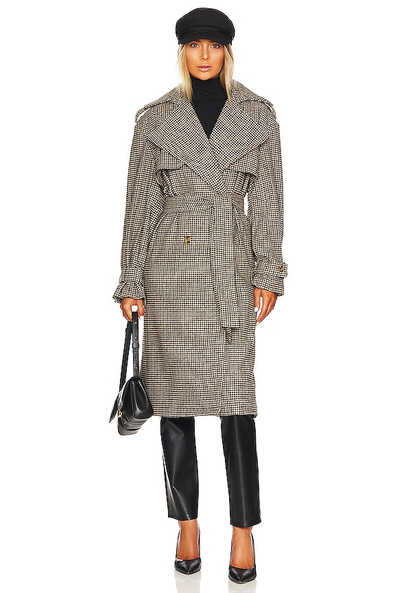 view 2 of 5 Oversized Check Trench in Brown Check