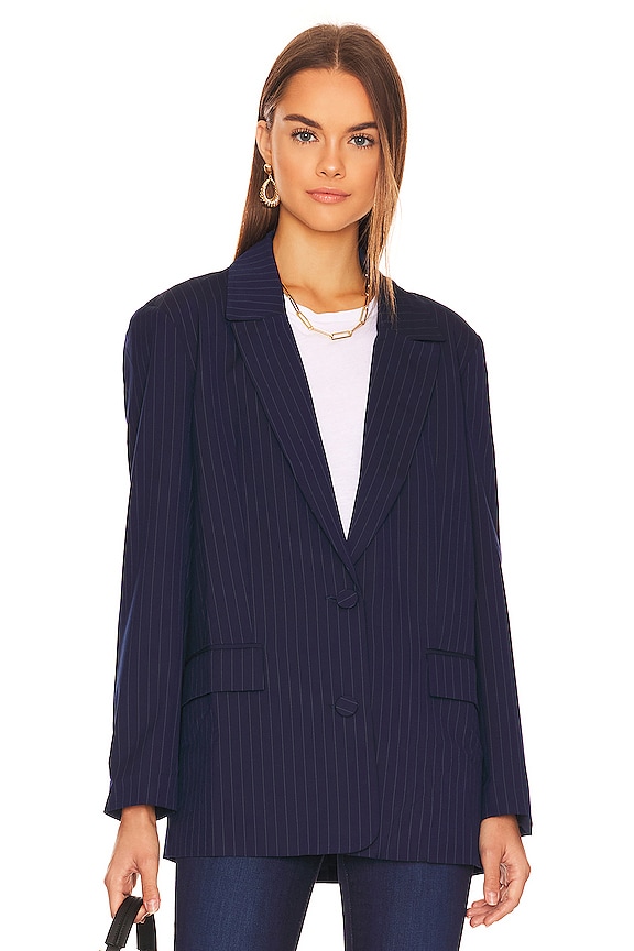view 2 of 5 Pin Stripe Blazer in Navy Stripe