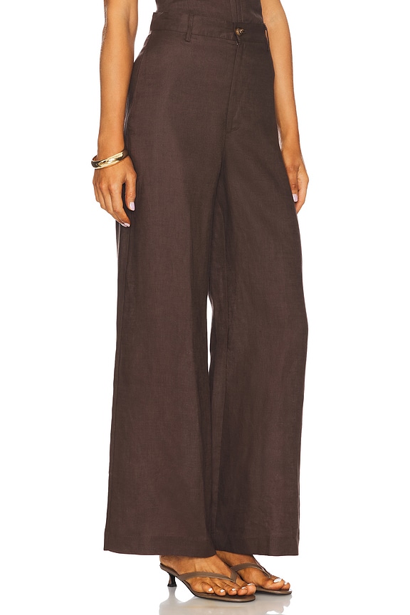 view 2 of 6 Enya Linen Pant in Chocolate