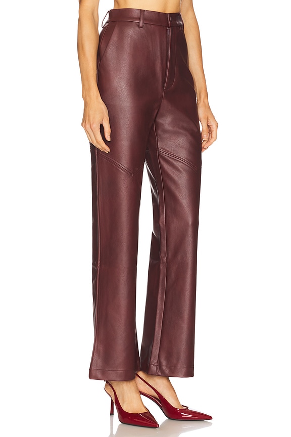 view 2 of 6 Karson Faux Leather Pant in Burgundy