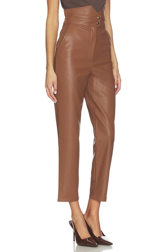 view 2 of 6 Aster Vegan Leather Pant in Chestnut