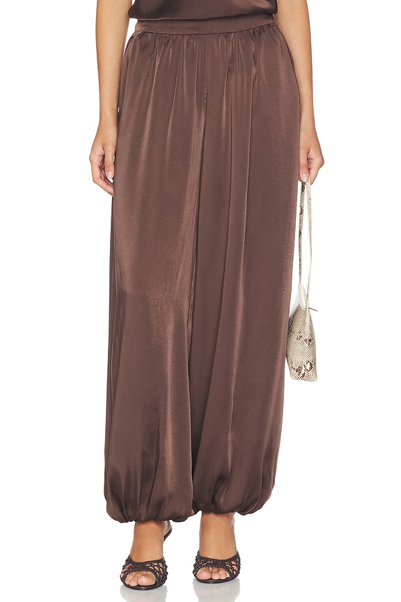 view 1 of 6 Nikola Satin Balloon Pant in Dark Chocolate