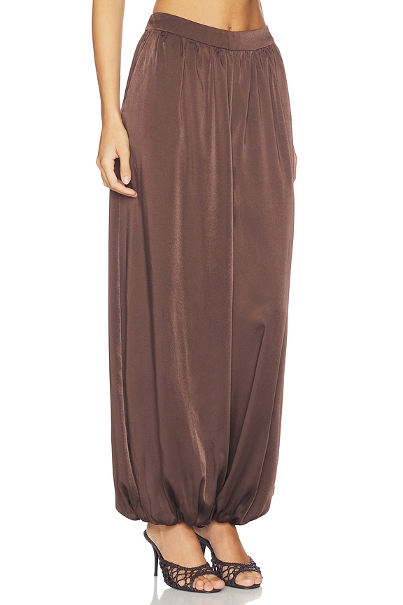 view 2 of 6 Nikola Satin Balloon Pant in Dark Chocolate