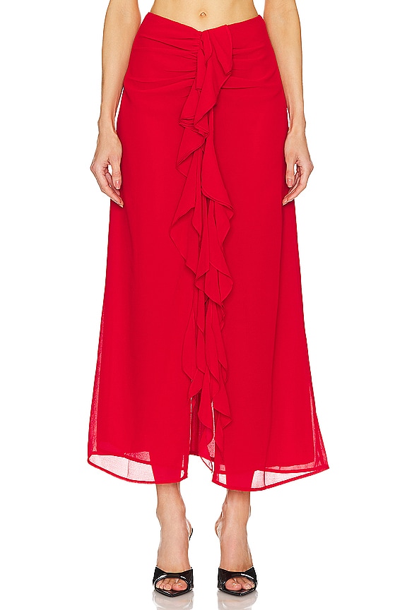 view 2 of 5 Akasha Midi Skirt in Deep Red