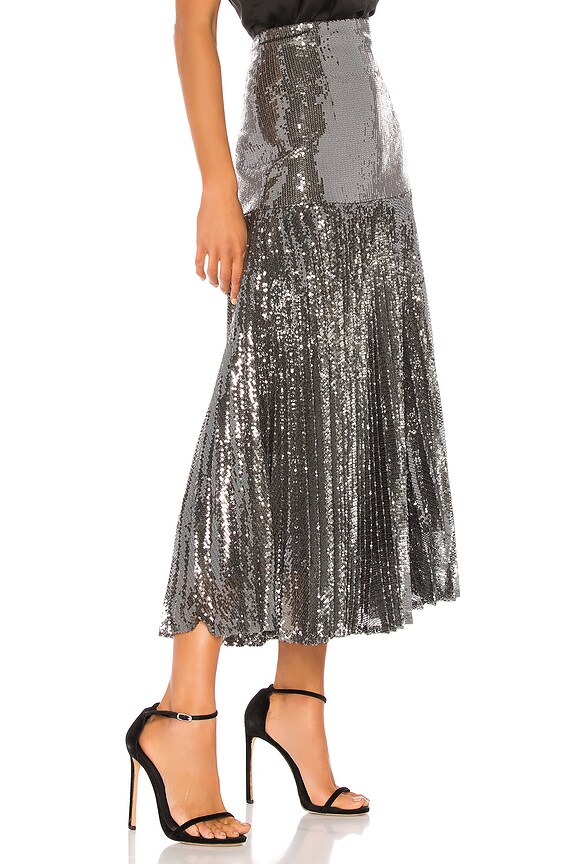 view 2 of 5 Pleated Sequin Skirt in Gunmetal