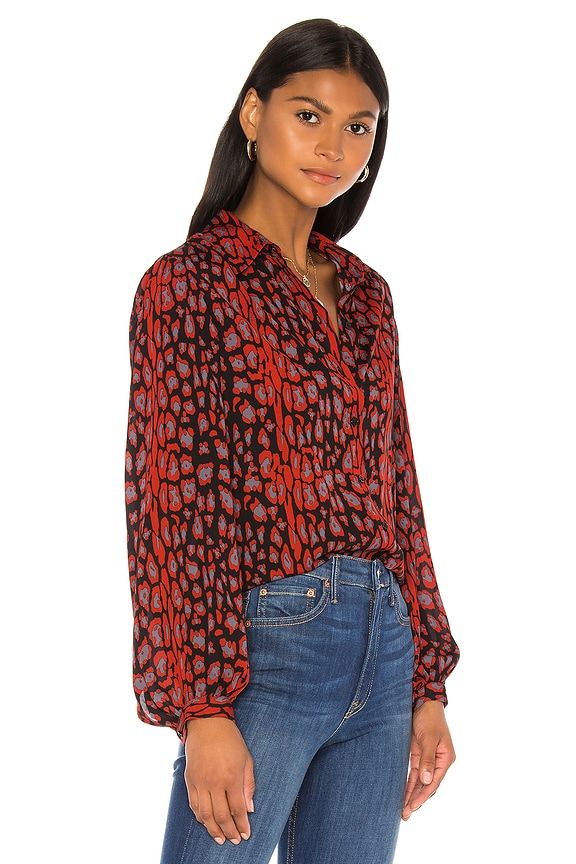 view 2 of 4 Mona Leopard Blouse in Red Grey Leopard