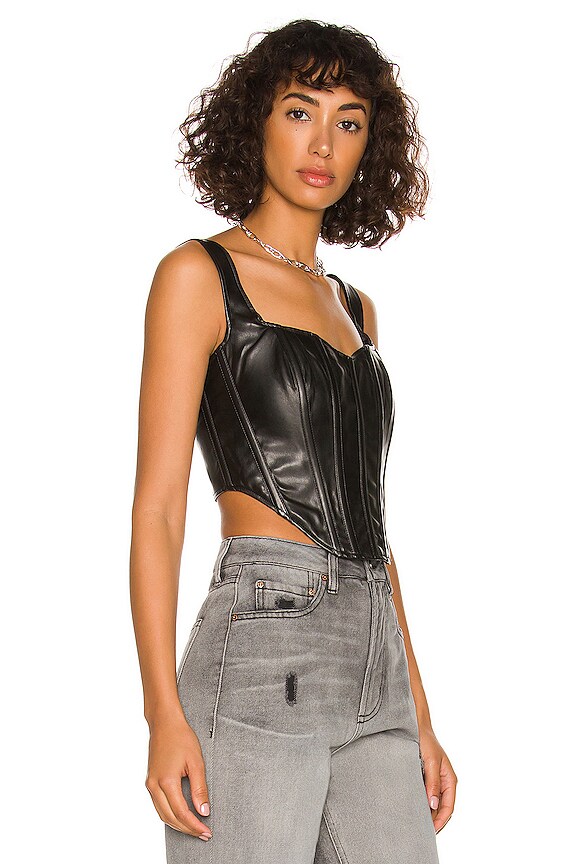 view 2 of 4 Faux Leather Corset Bustier in Black