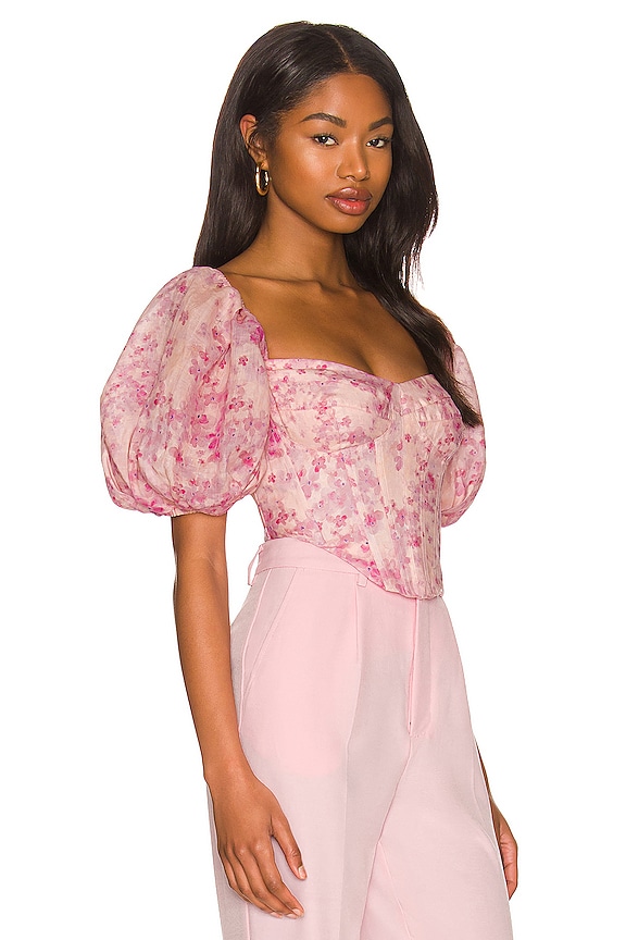 view 2 of 4 Kiah Corset Top in Pink Floral