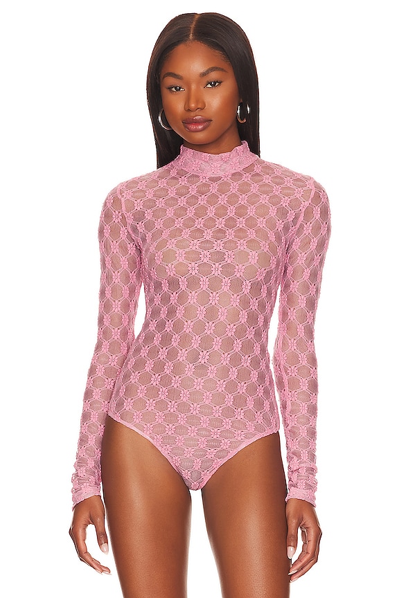 view 2 of 5 Adoni Mesh Bodysuit in Lili Pink