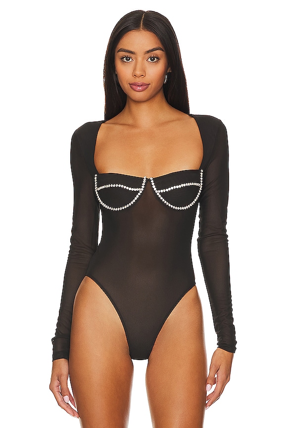 view 2 of 6 Carter Diamante Bodysuit in Black