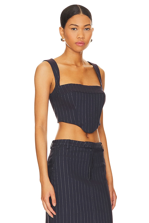 view 2 of 5 Sian Bustier in Navy Pinstripe