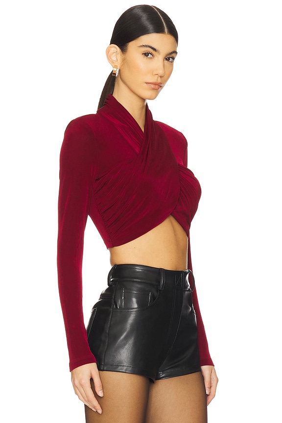 view 2 of 4 Wren Wrap Knit Top in Burgundy